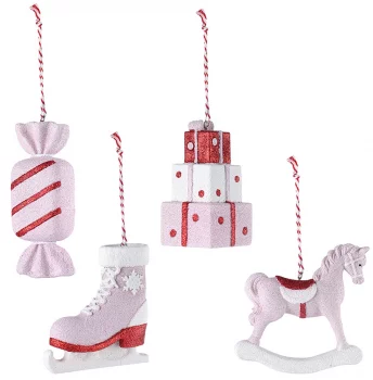 Набор из четырёх ёлочных украшений Pink Fairytale