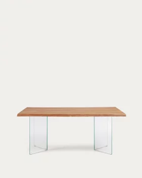 Стол Lotty из шпона дуба с натуральной отделкой и стеклянными ножками 160X90 CM