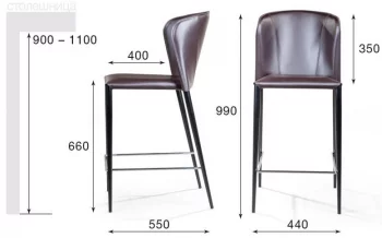 Стул полубарный Albert 44X55X99 CM антрацит