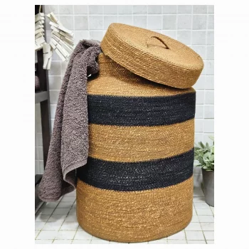 Корзина декоративная с крышкой "Оchre + black"