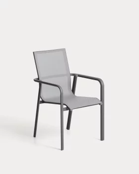 Садовый стул Canea из текстелина графитового цвета и алюминия 57X65X90 CM