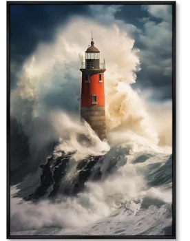 Постер на холсте Lighthouse in the raging ocean 75X105 CM