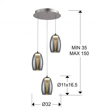 Подвесной светильник Nebula 3L LED хром 32X85 CM