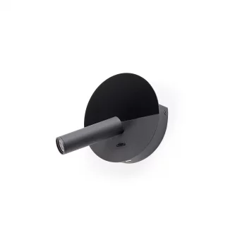 Черный бра с ридером DUAS USB C LED 3W 2700K 14X6.5X18.3 CM