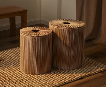 Корзина плетеная Dholak Beige Ethnic 35X35X45 CM