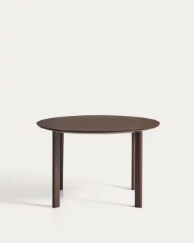 Круглый стол Erice из алюминия и коричневого закалённого стекла 120X120X75 CM
