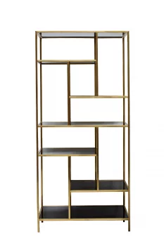 Стеллаж золотистый с тёмными стеклянными полками 80X35X180 CM