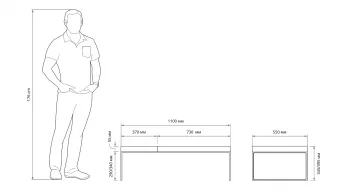Журнальный стол Кейс бежевый со съемной серой столешницей 110X40X55 CM
