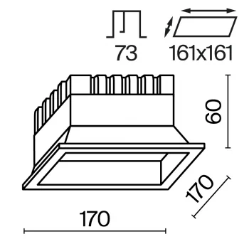 Встраиваемый светильник Окно 17X17X6 CM