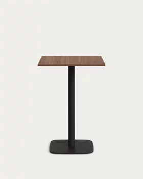 Высокий стол Dina под орех с металлической ножкой в черной окраске 60X60X96 CM