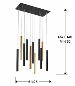Подвесной светильник Varas 11L черный/золотой DIM 61X25X40 CM