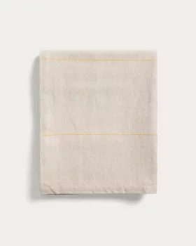 Бежевая скатерть из хлопка и льна с жёлтыми полосками Ulaen 170X250 CM