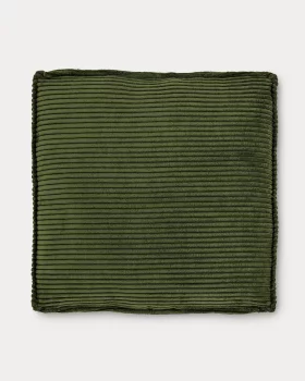 Подушка Blok из зелёного вельвета в крупный рубчик 60X60 CM