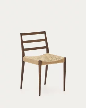 Стул из массива дуба с ореховой отделкой и сиденьем из верёвки Analy 47X55X82 CM