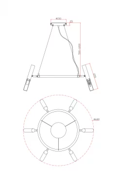 Люстра Match FR6109PL-06G 68X135 CM