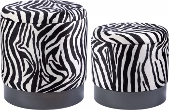 Набор из двух пуфов Zebra 40X40X45 / 35X35X34 CM