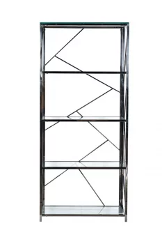 Стеллаж из прозрачного и тёмного хромированного стекла 35X80X180 CM