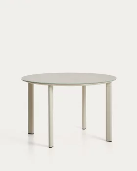 Круглый стол Erice из алюминия и закалённого стекла экрю 120X120X75 CM