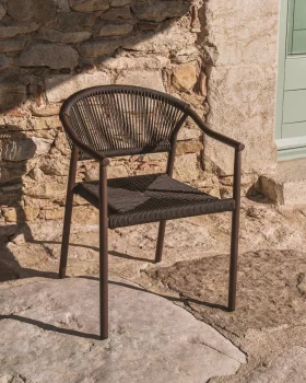 Штабелируемый уличный стул Livadia из коричневого алюминия 55X61X76 CM