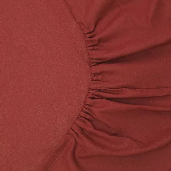 Простыня на резинке изо льна и хлопка Essential 160X200X30 CM цвета копченой паприки