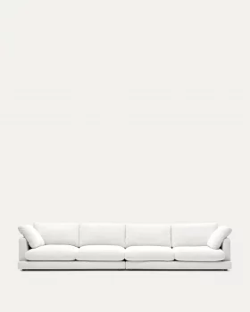 Шестиместный белый шенилловый диван Gala 390X105X87 CM