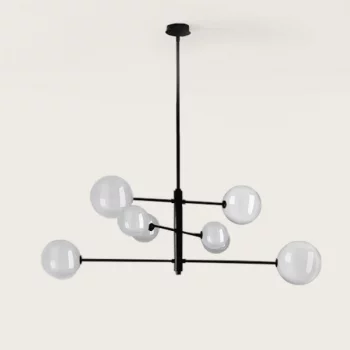 Люстра Atom 8L черная с прозрачными плафонами 140X140X157 CM