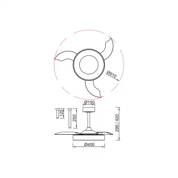 Люстра-вентилятор NISEKO FAN S 40X29.5 CM