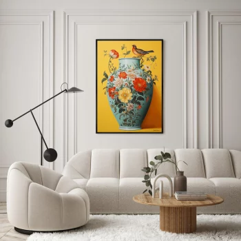 Постер на холсте China porcelain vase with bird 75X105 CM