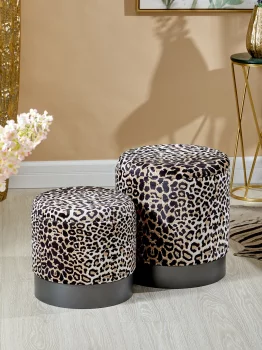Набор из двух пуфов Leopard 40X40X45 / 35X35X34 CM