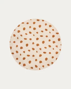 Круглый бежевый хлопковый ковер с рисунком гепарда Tandani 100X100X1 CM