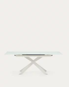 Раскладной стол Atminda из стекла и МДФ на стальных ножках, белый 160X90 CM