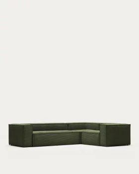 Угловой диван Blok на 4 места, зеленый вельвет 320X230X69 CM