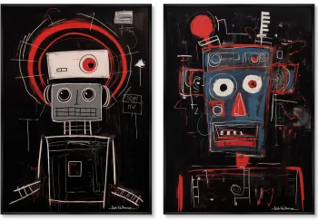 Набор из двух постеров на холсте Robots the joy of being 75X105 / 75X105 CM