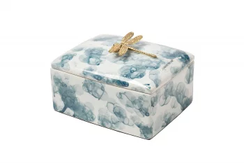 Шкатулка голубая со стрекозой 19X14X13 CM