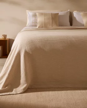 Хлопковое бежевое покрывало для кровати 150/160 см Bedar 240X260 CM