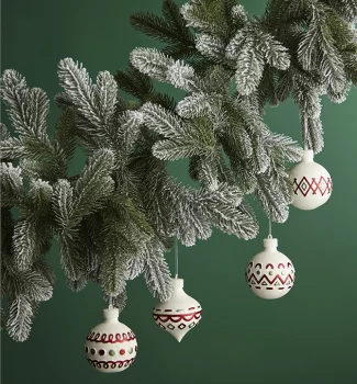 Набор из четырёх ёлочных украшений с подсветкой Festive Embroidey 8 CM