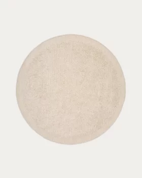 Круглый белый шерстяной ковер Marely 200 CM