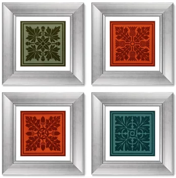 Набор из 4-х картин Floral pattern 36X36 / 36X36 / 36X36 / 36X36 CM