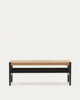Скамья Zaide из массива дуба с чёрной отделкой и плетёным сиденьем 120X45X45 CM
