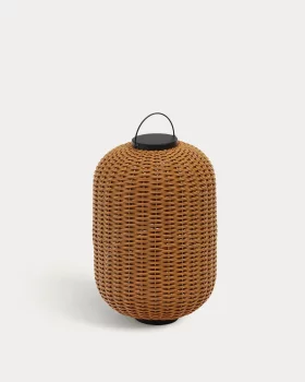 Большая переносная настольная лампа Saranella из коричневого полиротанга 33X33X55 CM