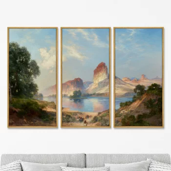 Репродукция картины из 3-х частей Green River Wyoming 52X105 / 52X105 / 52X105 CM
