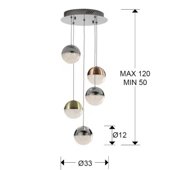 Подвесной светильник Sphere 5L LED разноцветный 33X90 CM