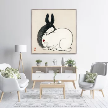 Постер Black and white rabbits 105X105 CM