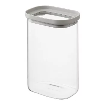 Банка для хранения прямоугольная vacuum glass, 1,5 л, светло-серая