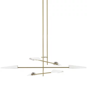 Люстра Bion 6L золотая с белыми абажурами 150X150X275 CM