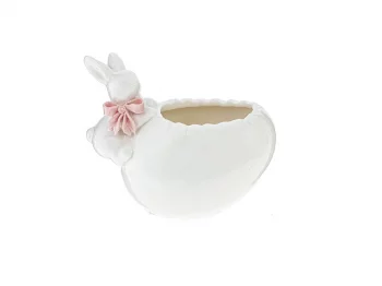 Конфетница Зайчик с розовым бантиком 11X7X9 CM