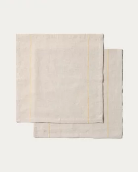Набор из 2 салфеток из хлопка и льна с желтыми полосками Ulaen 35X35 CM
