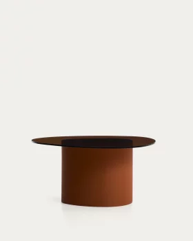 Журнальный столик Olir из закалённого стекла и коричневой стали 82X74 CM