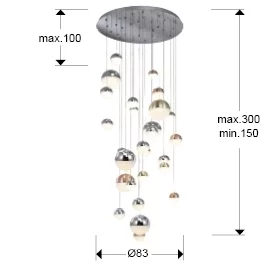 Подвесной светильник Sphere LED цветной 83X220 CM