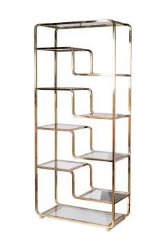 Стеллаж золотистый с прозрачным стеклом 40X90X200 CM